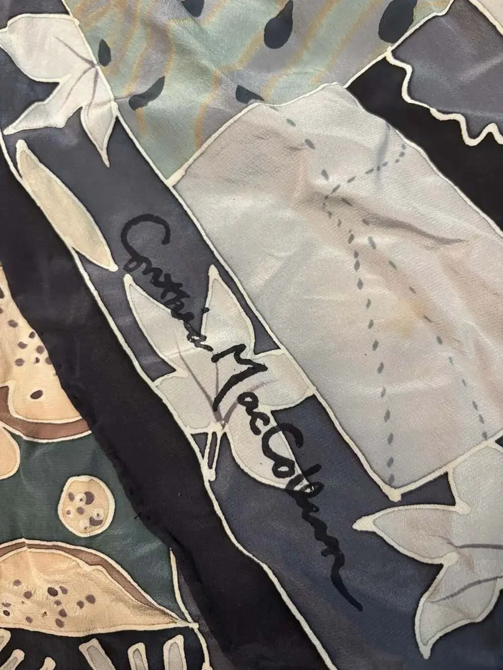 Cynthia MacCollum Silk Patchwork Scarf with Nature Prints